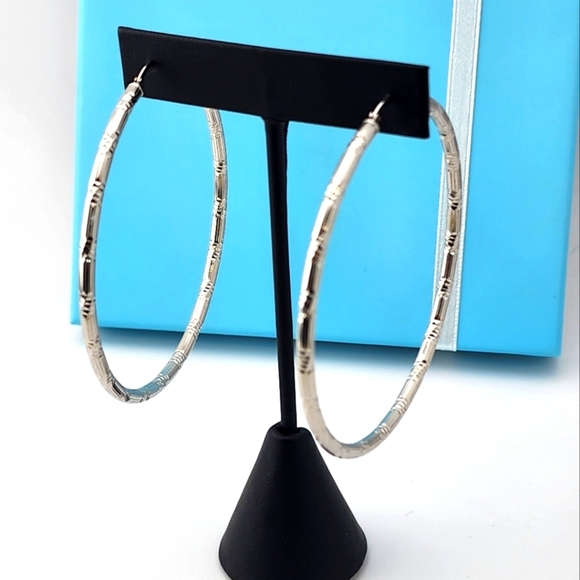 Elegant Silver Hoop Earrings Stamped 925